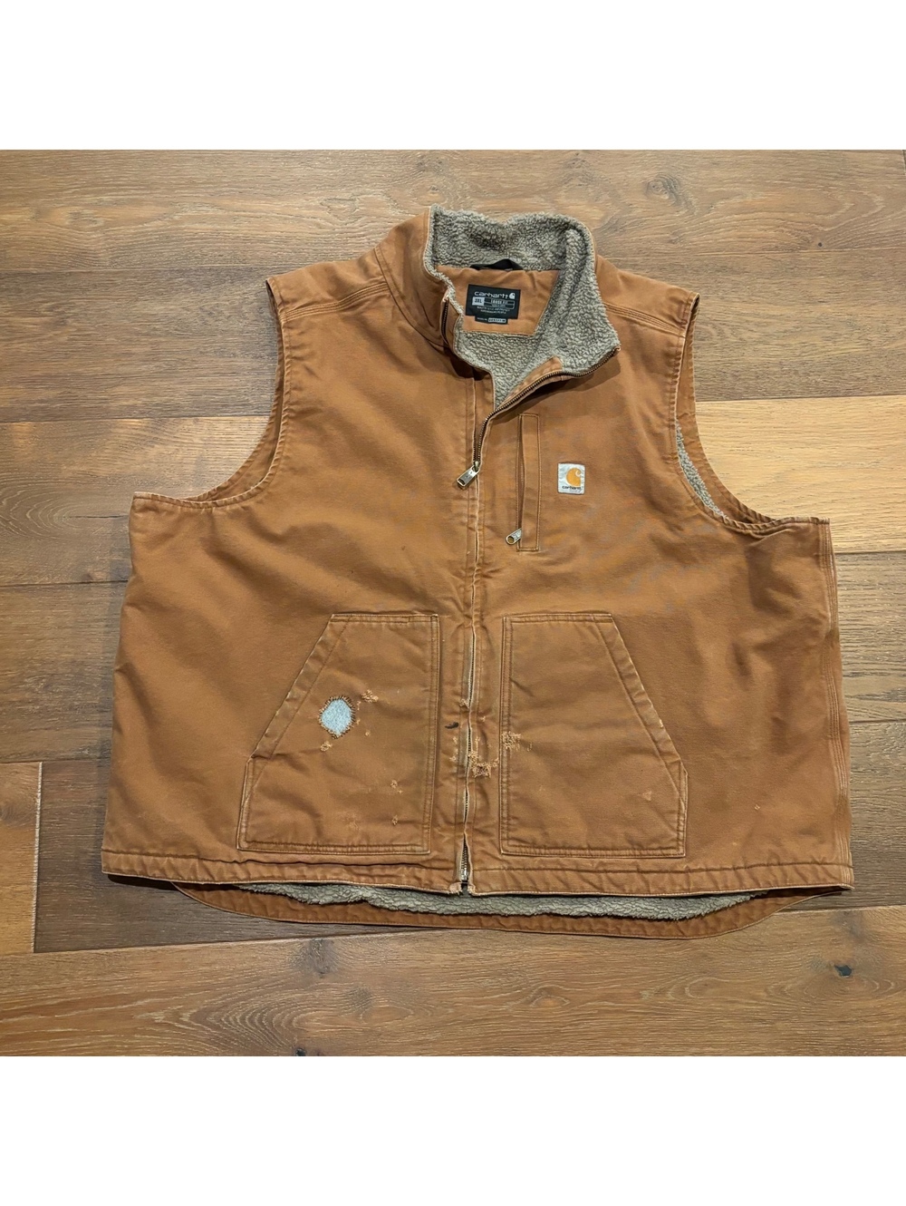 Carhartt Men’s Sherpa Lined Mock Neck Vest, Brown, 3XL